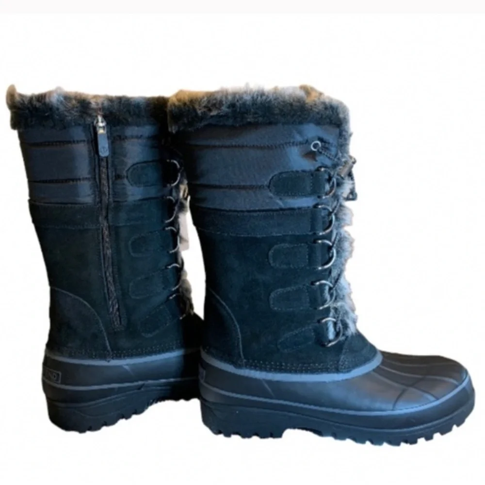 LANDSEND Hillary Snow Boots, Warm Winter Boots, Rugged, Faux Fur With Side Zip